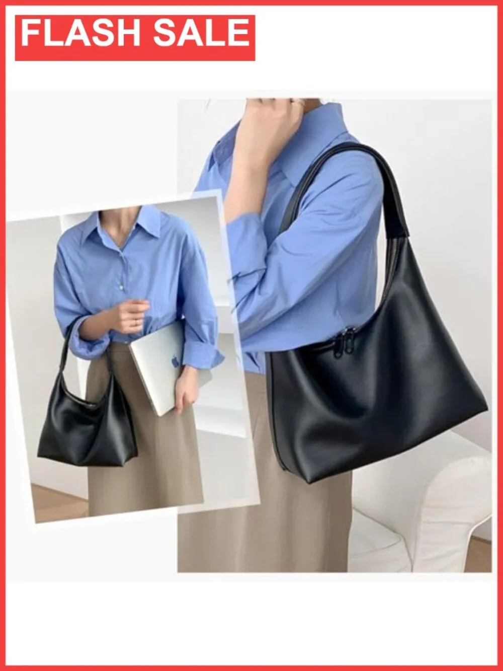 Small Vegan Leather Hobo Bag Slouchy Crescent Shoulder Purse for Women